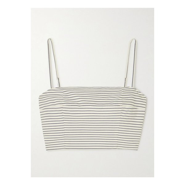 스타우드 페데리코 크롭 스트라이프 스트레치 코튼 포플린 탑 1647597333492326