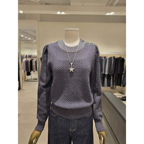 [파주점] 글리터 펀칭 데님 배색 니트 JR2A1PO314
