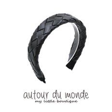 leather weaving hairband (black)