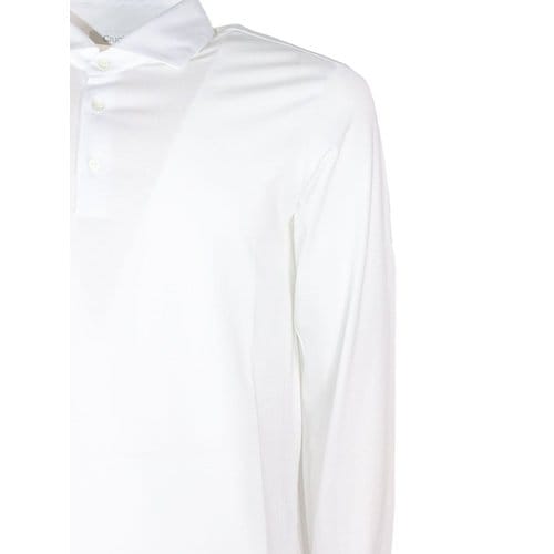 [해외배송] 크루치아니 화이트 코튼 블렌드 폴로 셔츠 U61T0190PO190400 B0301940877