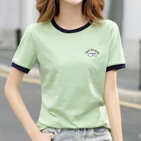 / NT740 포에버 자수 포인트 심플 반팔 티셔츠