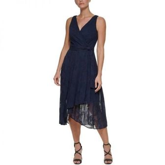 DKNY 3999858 DKNY Petites Womens Eyelet Polyester Wrap Dress