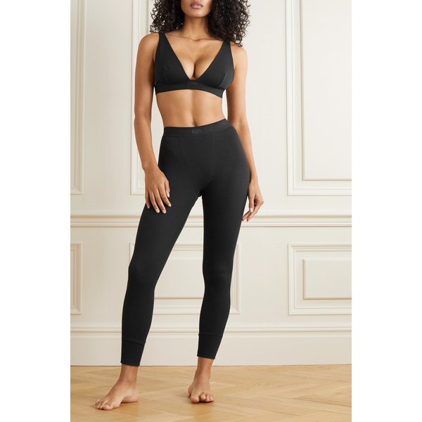 스킴스 써멀 골지 코튼 혼방 레깅스 수트 블랙 46353151654526039