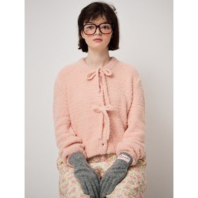 FLUFFY KNIT CARDIGAN, PINK