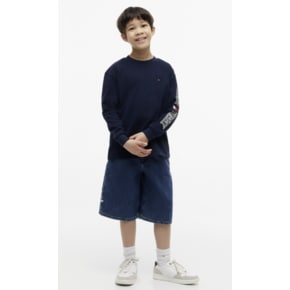26년 F/W   T42G6KKO140BT1     슬리브 로고 그래픽 티셔츠 (네이비, 화이트, 블루)