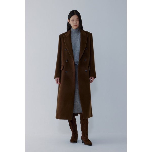 피크트 라펠 더블 롱 코트 7115416X02135
