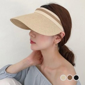 포인트 데일리 여자 여름 필수 등원룩 라탄 밴드 와이드챙 다잇템