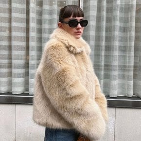 HAILEE FAUX FUR JACKET BEIGE