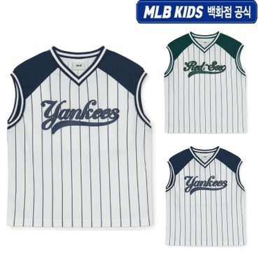 MLB키즈 [백화점 공식]25SS바시티 스포티브 스트라이프 민소매티셔츠 뉴욕양키스 7ATKV0153 (2color)