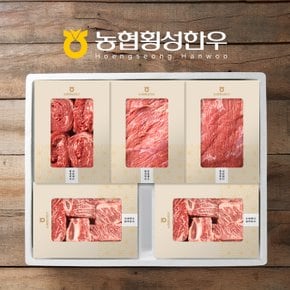 [명절 후 배송][SSG 정담][냉장/1+][농협횡성한우]로스구이세트5호 (등심/갈비살or업진살/안심/치마/채끝) / 2.5kg