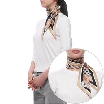 버버리 [부산점] 26SS 여성 체크 실크 스키니 스카프 (8114238 SAND 26S)