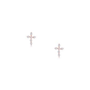 14K 화이트CZ 십자가 귀걸이(AO20006E)