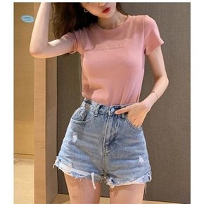 여성 데일리 영문 자수 반팔티 반팔셔츠(MXL) (8764734A)