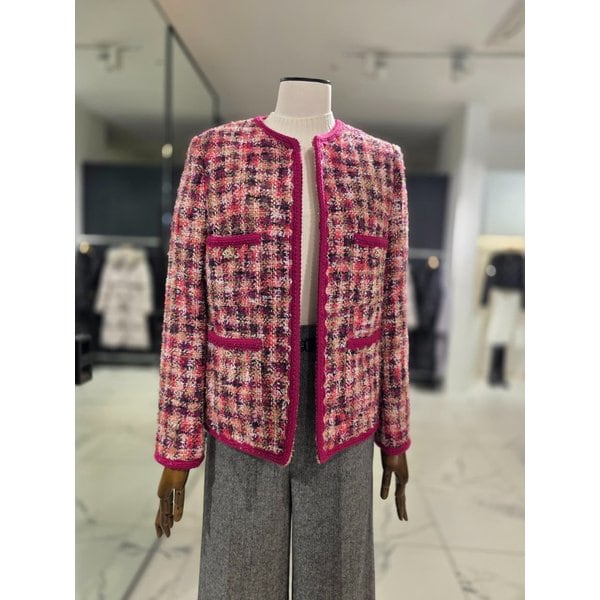 [여주점] 팬시소재 트리밍 라운드 자켓_J244MSF012