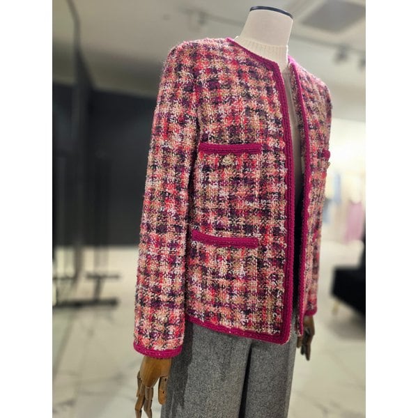 [여주점] 팬시소재 트리밍 라운드 자켓_J244MSF012