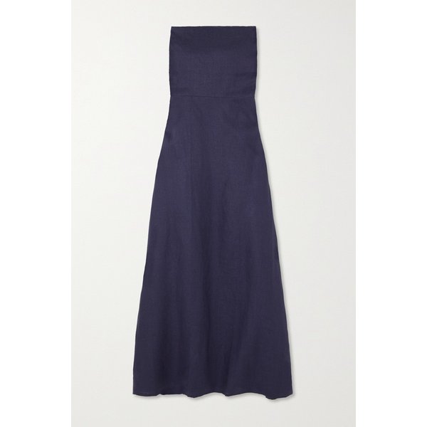 페이스풀 넷 서스테인 다스 플로리스 스트랩리스 리넨 맥시 드레스 스톰 블루 1647597316070665