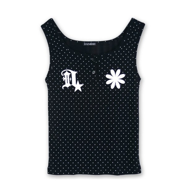 Front Logo Button Dot Tank-Top_Black