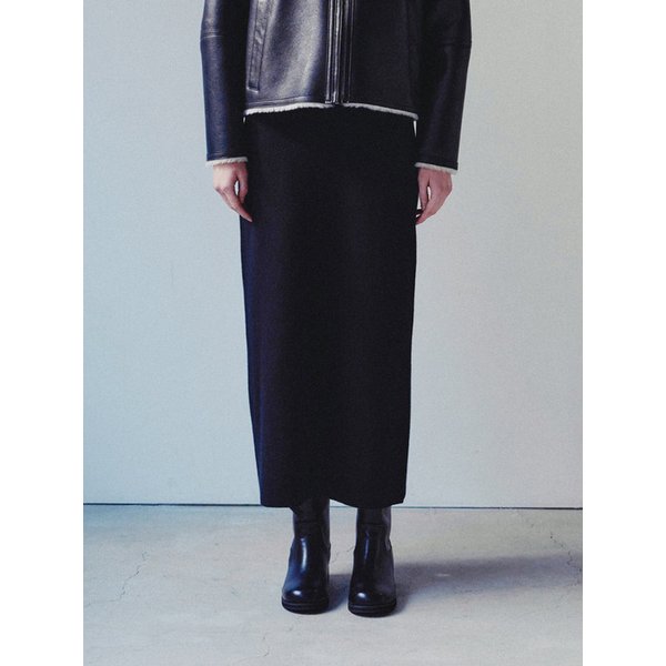 마리아 메리노울 스트레이트 스커트 블랙