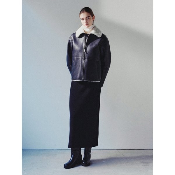 마리아 메리노울 스트레이트 스커트 블랙