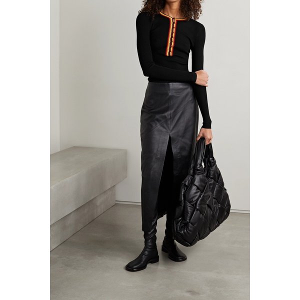 미드 크로셰 트리밍 골지 메리노 울 탑 블랙 25185454456068199