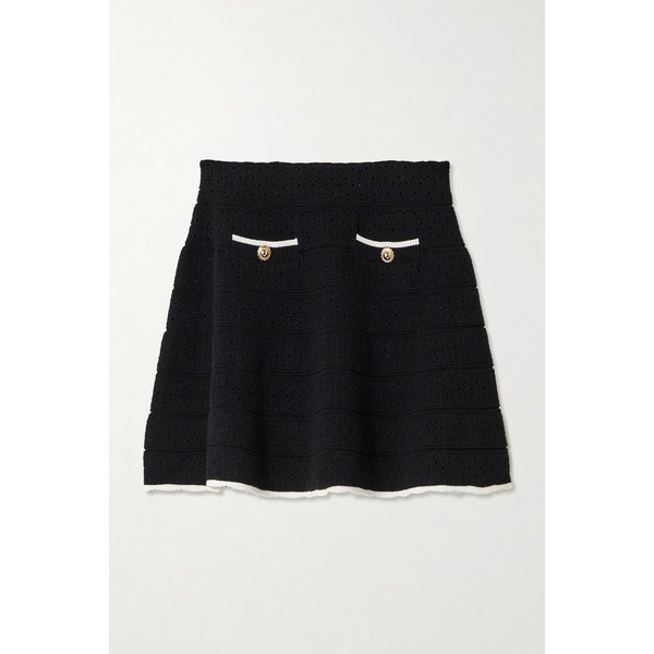 버튼 장식 메탈릭 코튼 블렌드 포인텔 니트 미니 스커트 46376663163017681