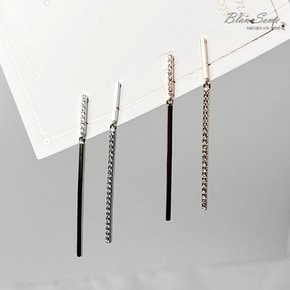 실버925 슬림 큐빅이어링 은침 패션 드롭롱귀걸이 골드이어링