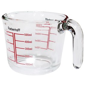 유리 손잡이 계량컵-500ml/레드눈금 1개