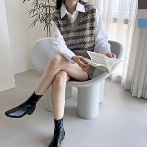 CAT 1016 여자 자카드 패턴니트조끼 (S19320126)