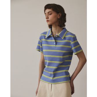 지에마르 STRIPE COLLAR TEE  BLUE 긴팔/반팔