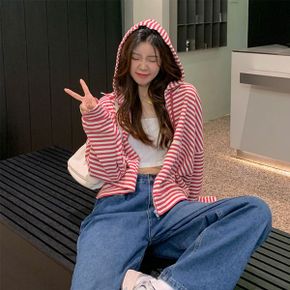 케이시 단가라 크롭 후드 집업_P359160216