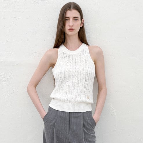 나인(Atelier Nain) [25S/S](택가:69,000원)홀터넥 케이블 니트(T-6837)