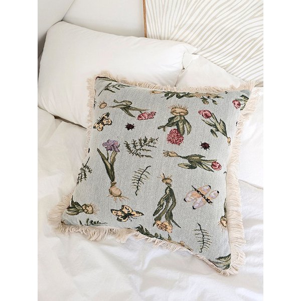 플라워 버터플라이 자가드 쿠션커버