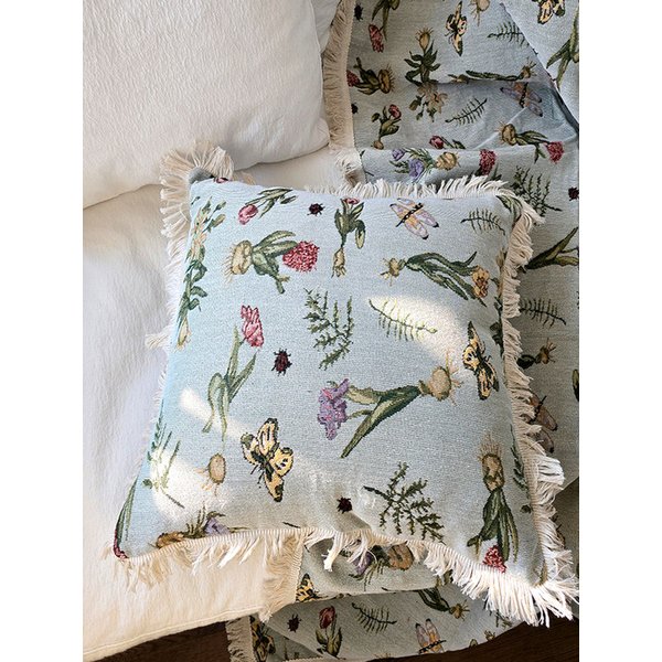 플라워 버터플라이 자가드 쿠션커버