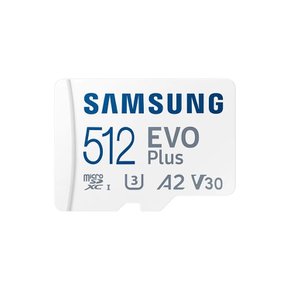 Samsung EVO Plus 512GB MicroSD 메모리 카드 (2024) + SD 어댑터.