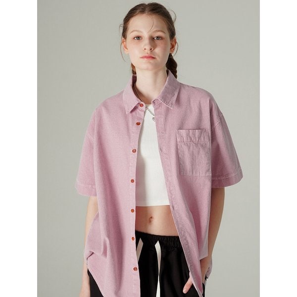 쿨 썸머 스트라이프 피그먼트 반팔셔츠 핑크 MJSS7787