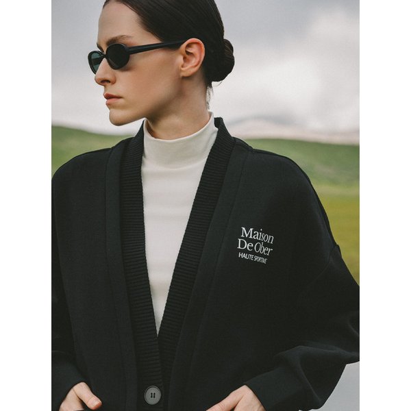 Sweat combi cardigan (Black)