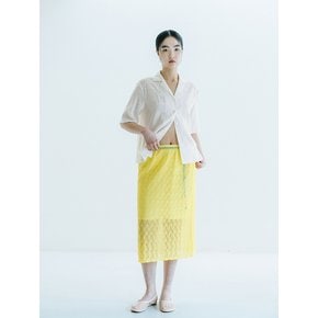 VISCOSE BLENDED LACE LAYERED SKIRT_YELLOW