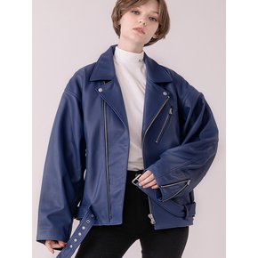 LAMBSKIN SUPER OVERFIT RIDER JACKET (BLUE)