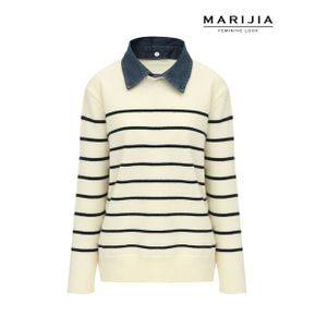 데님 레이어드 스트라이프 니트 MKNPA32029_P376468273