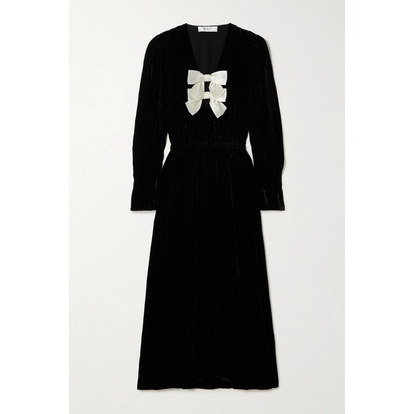 세라핀 새틴 트림 벨벳 미디 원피스 46376663162969485