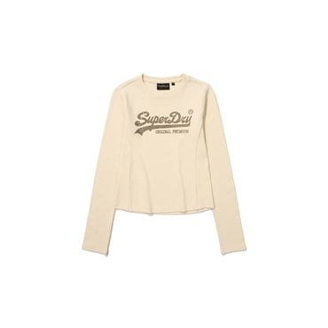SUPERDRY W 빈티지 빅 로고 크롭 긴팔 티셔츠(SDFTGDO05IVR)