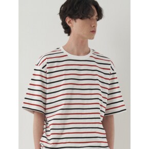 MULTI STRIPE HALF T_RED