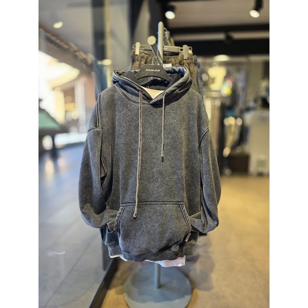 [시흥점] 남여공용 기모 피그먼트 워싱  세미오버핏 후드(블랙) /JGZZ30A18BK