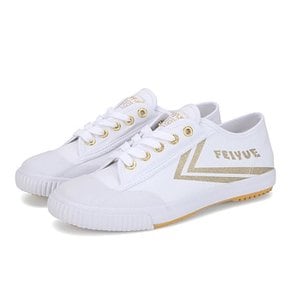 FE LO 1920  WHITE CANVAS W  GOLD METALLIC LOGO & CHEVRON FU100169