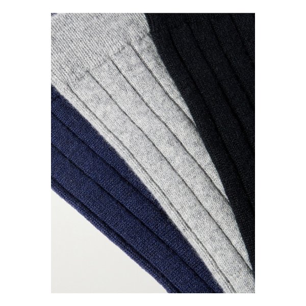 존스톤스 오브 엘긴 골지 캐시미어 혼방 양말 3p 세트 멀티컬러 46376663162948204