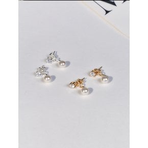 [sv925]cubic & pearl jacket earring