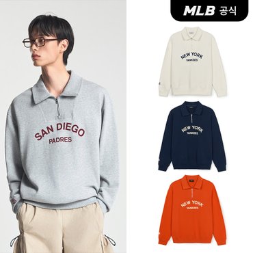 MLB [코리아공식] [MLB] 바시티 레터링 반집업 맨투맨 (4COLOR)