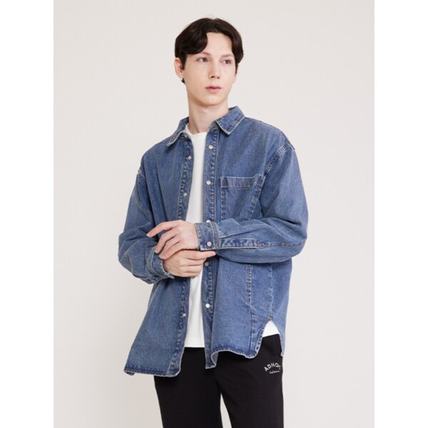 남성 데님 오버핏 셔켓 (INDIGO)