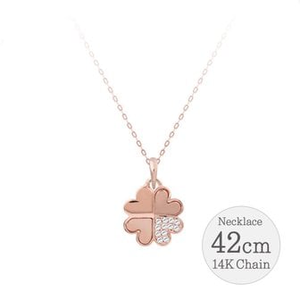 미니아트 14K GOLD 패션 데일리 네잎클로버 큐빅 체인 목걸이 42cm 선물추천