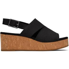 5031873 TOMS Womens Claudine Wedge Sandal In Black Melange Woven